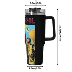 Deadpool and Wolverine 40oz Stainless Steel Tumbler Gift With Black Handle and Straw