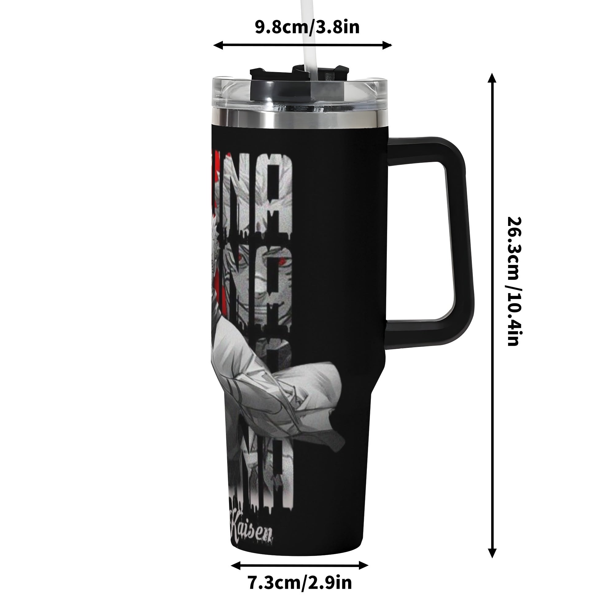 Sukuna Jujitsu Kaisen 40oz Stainless Steel Tumbler Gift With Black Handle and Straw