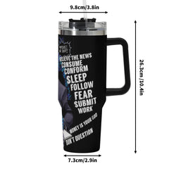 They Live 40oz Stainless Steel Tumbler Gift With Black Handle and Straw