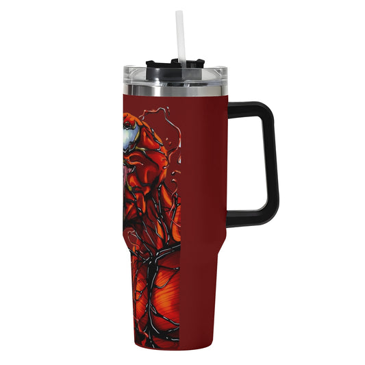 Carnage 40oz Stainless Steel Tumbler Gift With Black Handle and Straw