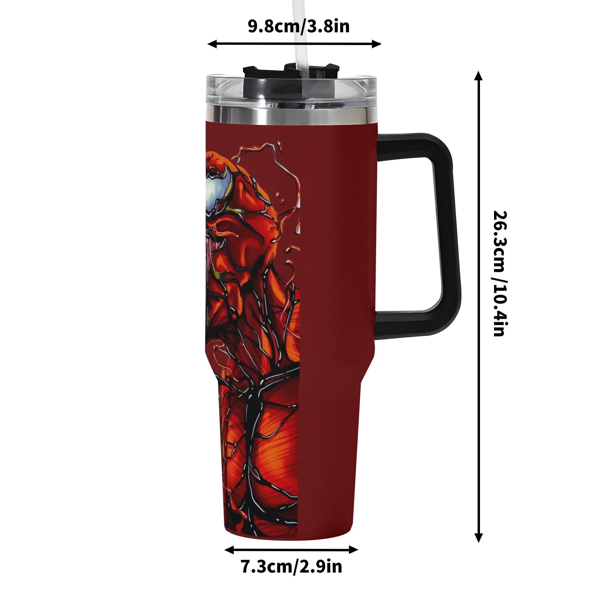 Carnage 40oz Stainless Steel Tumbler Gift With Black Handle and Straw