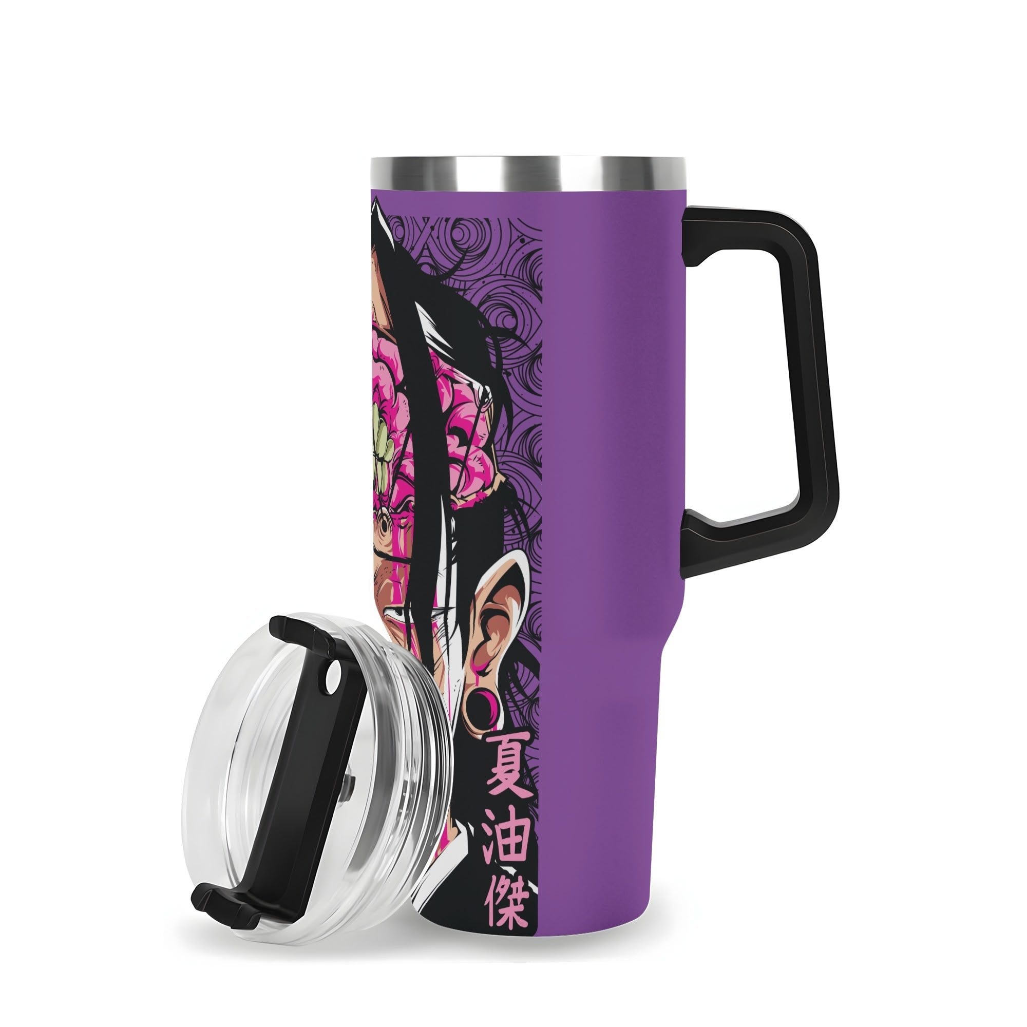 Kenjaku Jujitsu Kaisen 40oz Stainless Steel Tumbler Gift With Black Handle and Straw