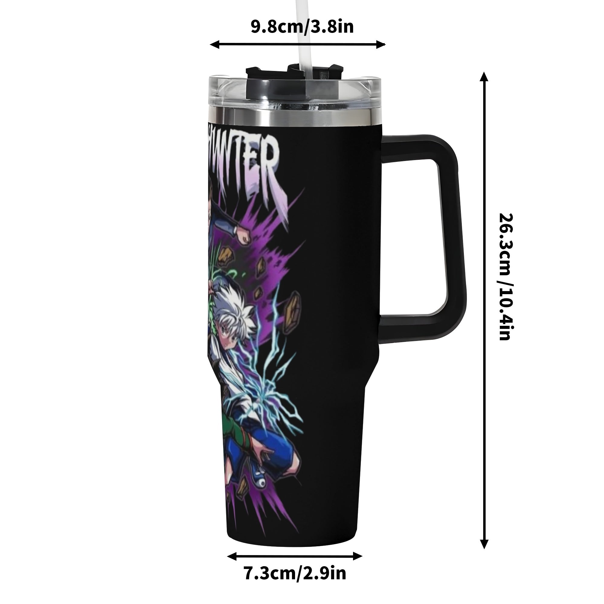 Hunter X Hunter 40oz Stainless Steel Tumbler Gift With Black Handle and Straw