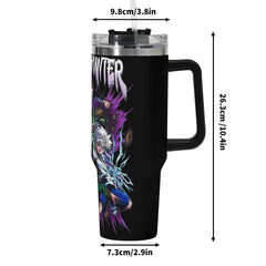 Hunter X Hunter 40oz Stainless Steel Tumbler Gift With Black Handle and Straw