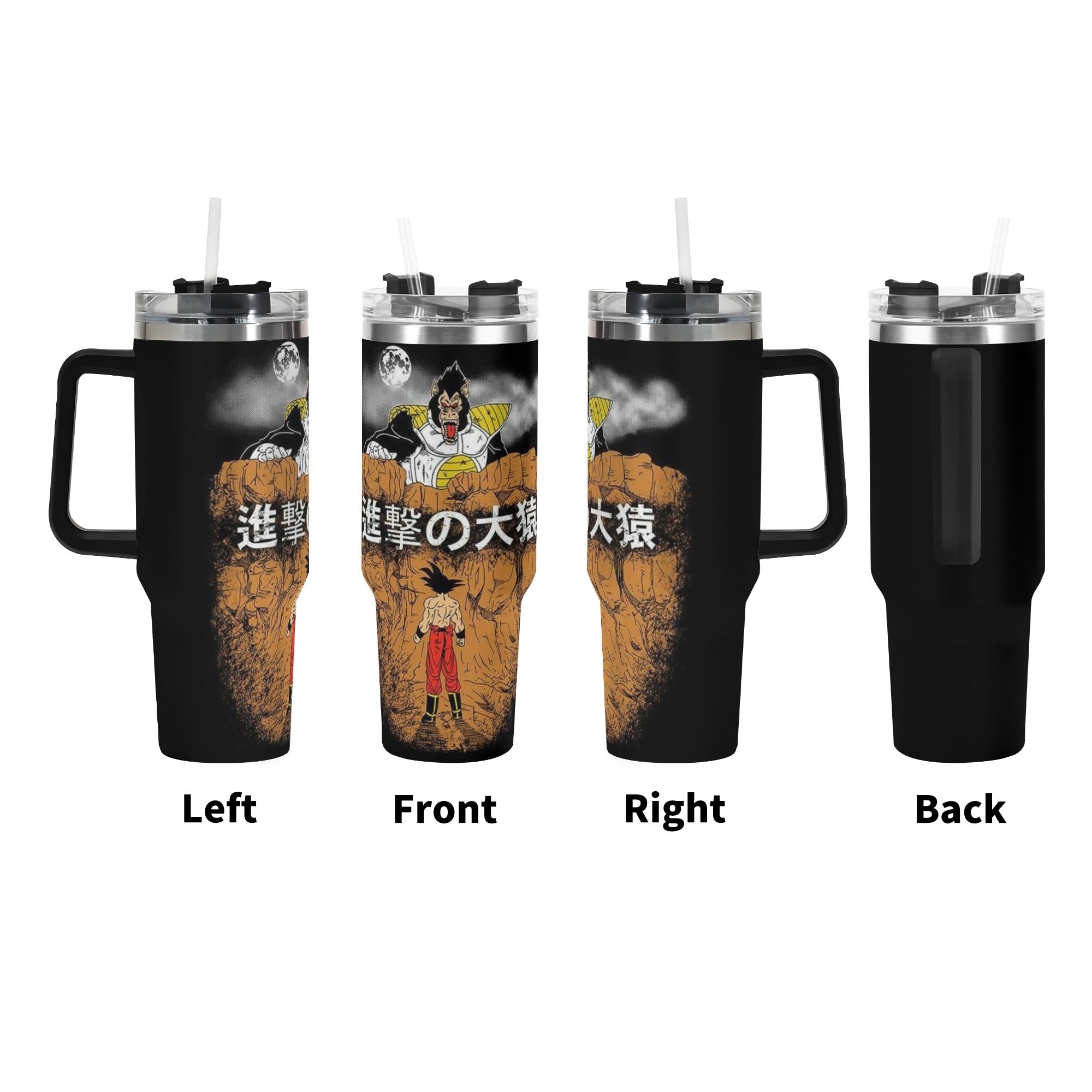 Goku Dragonball Z 40oz Stainless Steel Tumbler Gift With Black Handle and Straw