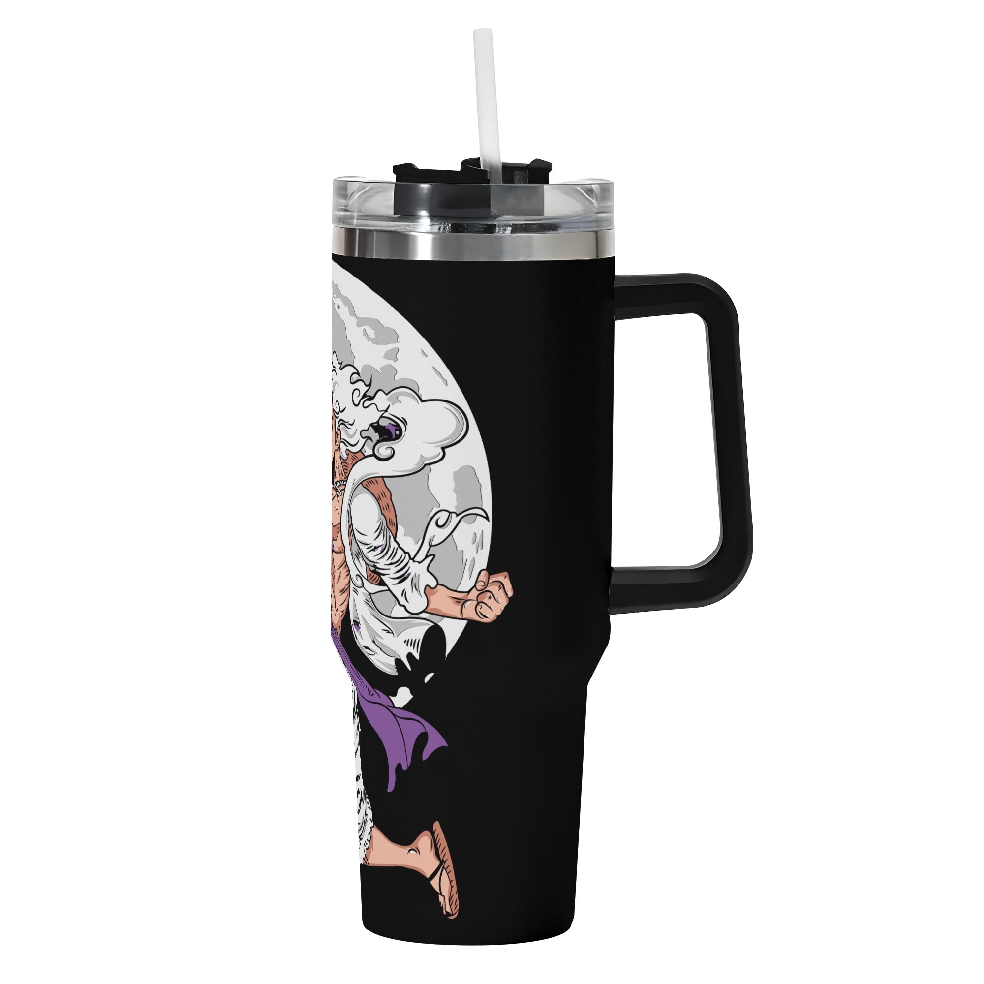 Sun God Luffy One Piece 40oz Stainless Steel Tumbler Gift With Black Handle and Straw