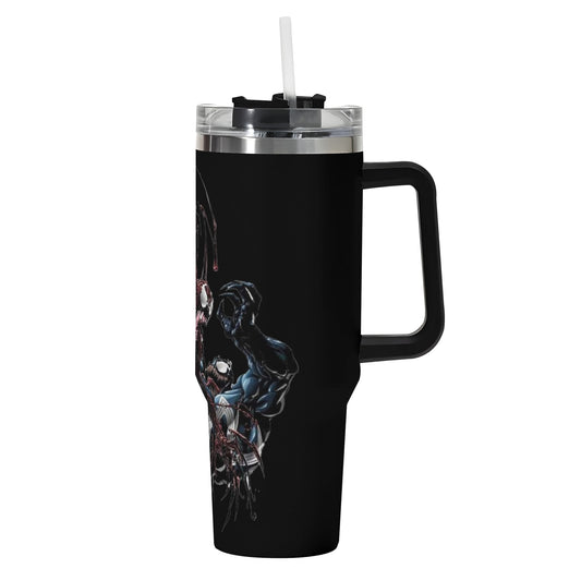 Carnage and Venom 40oz Stainless Steel Tumbler Gift With Black Handle and Straw