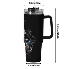 Carnage and Venom 40oz Stainless Steel Tumbler Gift With Black Handle and Straw