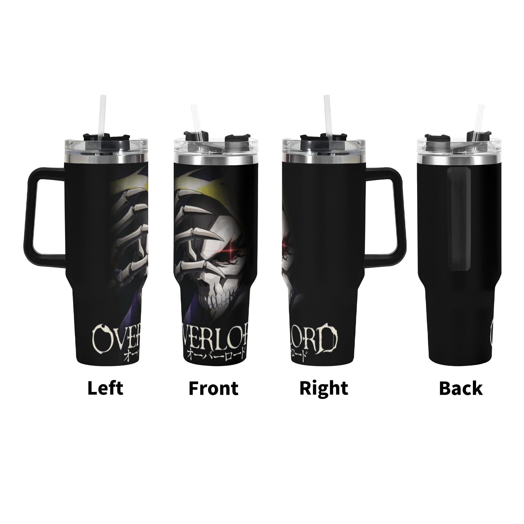 Overlord 40oz Stainless Steel Tumbler Gift With Black Handle and Straw