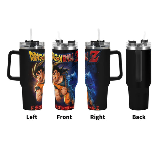 Goku Dragonball Z 40oz Stainless Steel Tumbler Gift With Black Handle and Straw