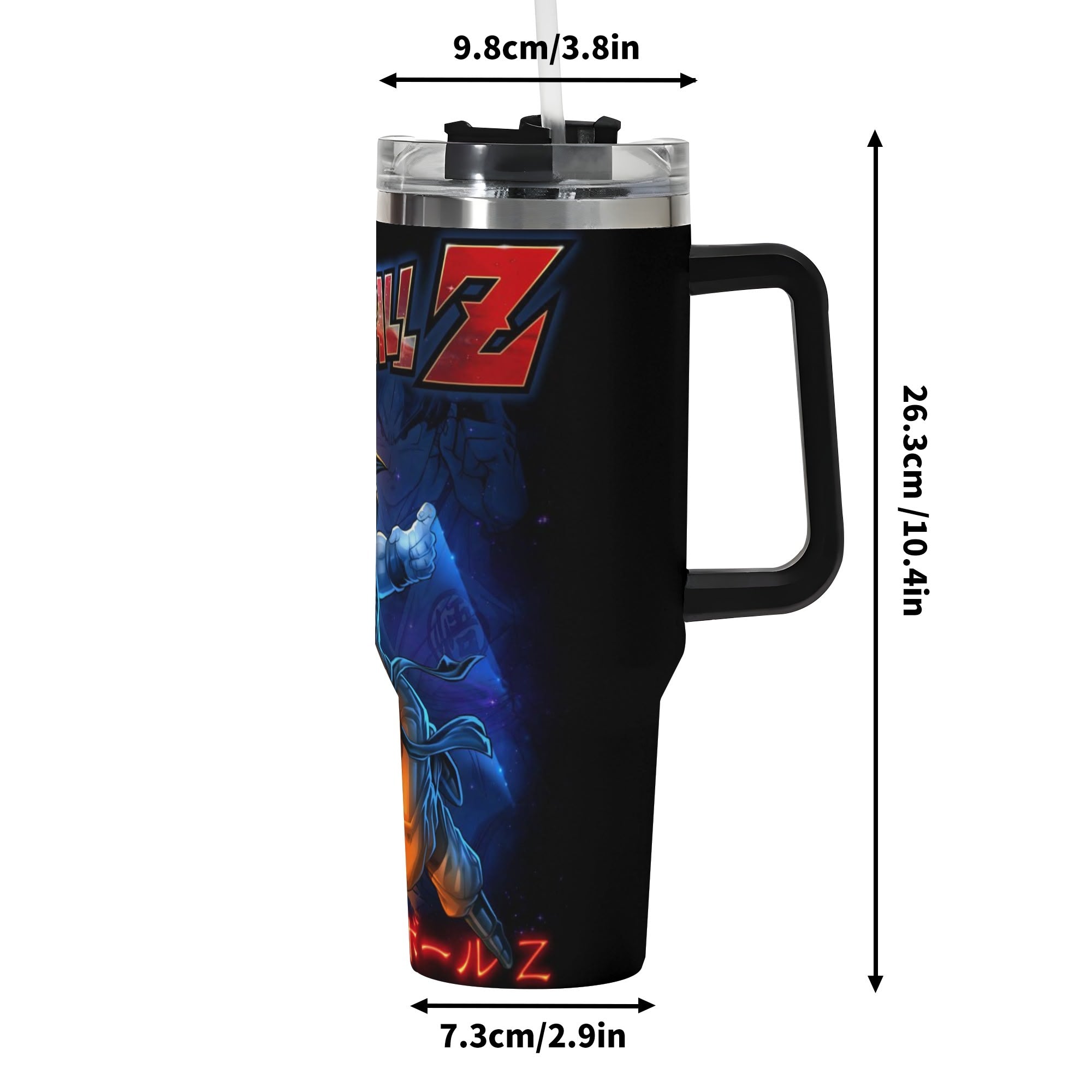 Goku Dragonball Z 40oz Stainless Steel Tumbler Gift With Black Handle and Straw