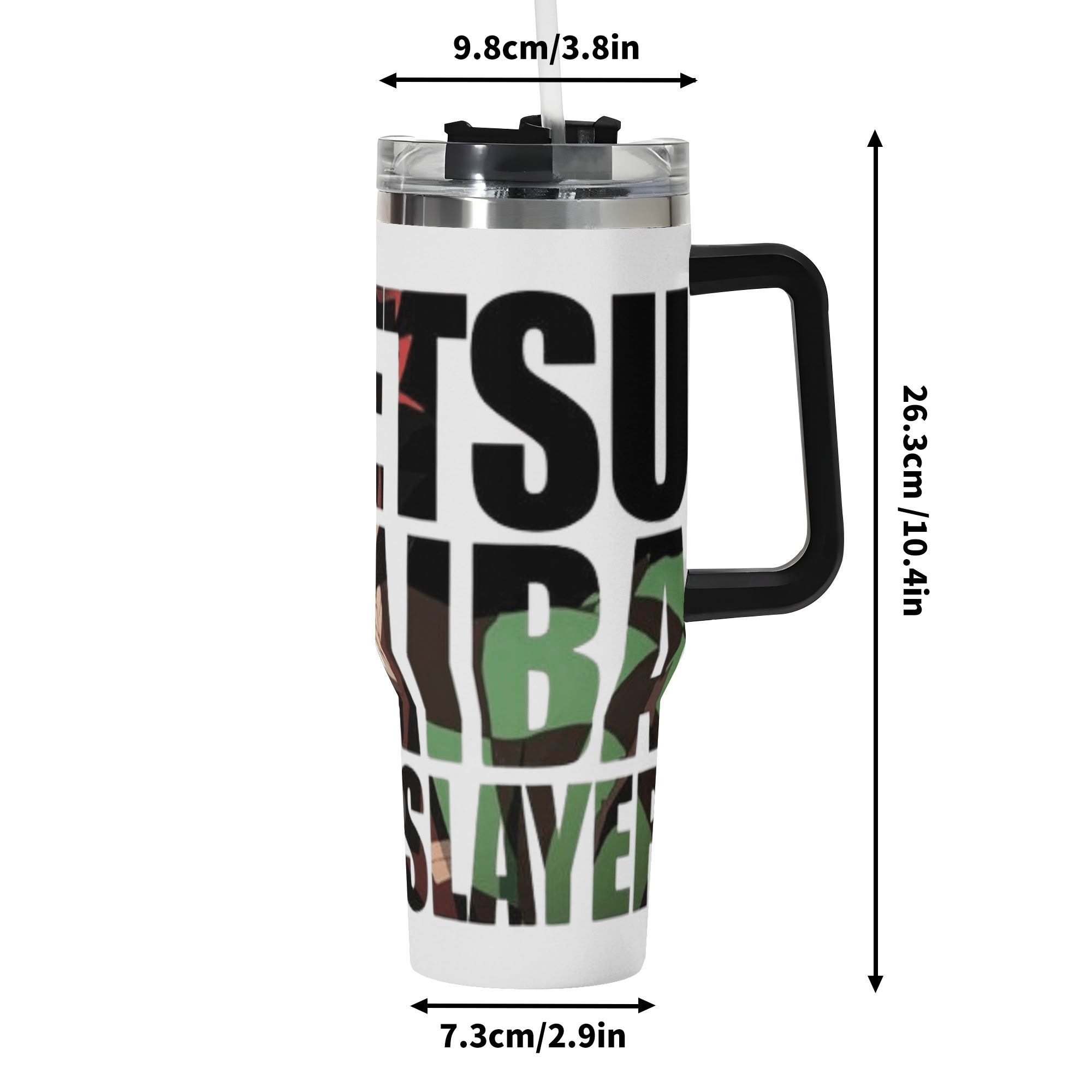 Tanjiro Demon Slayer 40oz Stainless Steel Tumbler Gift With Black Handle and Straw