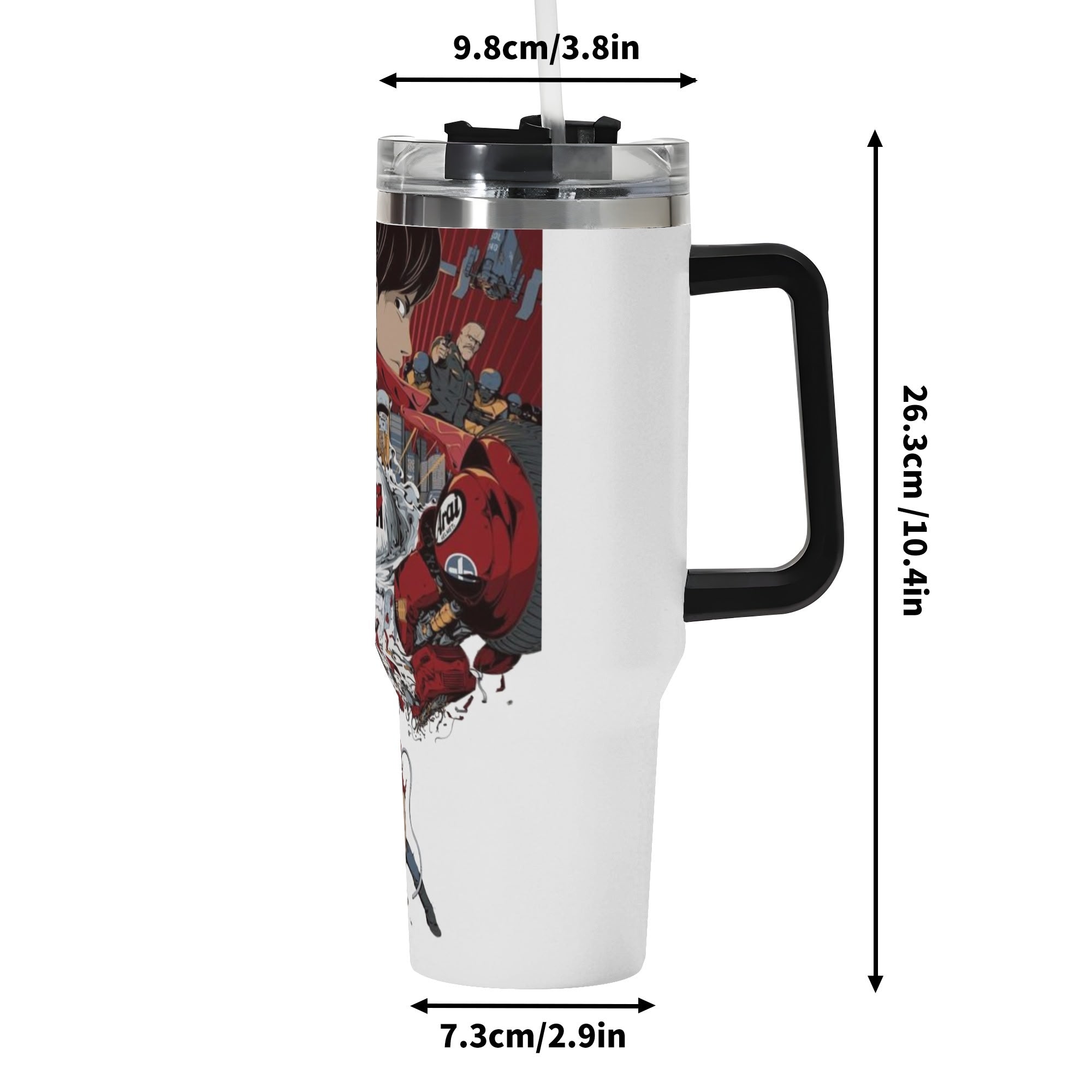 Akira 40oz Stainless Steel Tumbler Gift With Black Handle and Straw