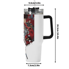 Akira 40oz Stainless Steel Tumbler Gift With Black Handle and Straw