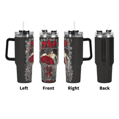 Akira 40oz Stainless Steel Tumbler Gift With Black Handle and Straw