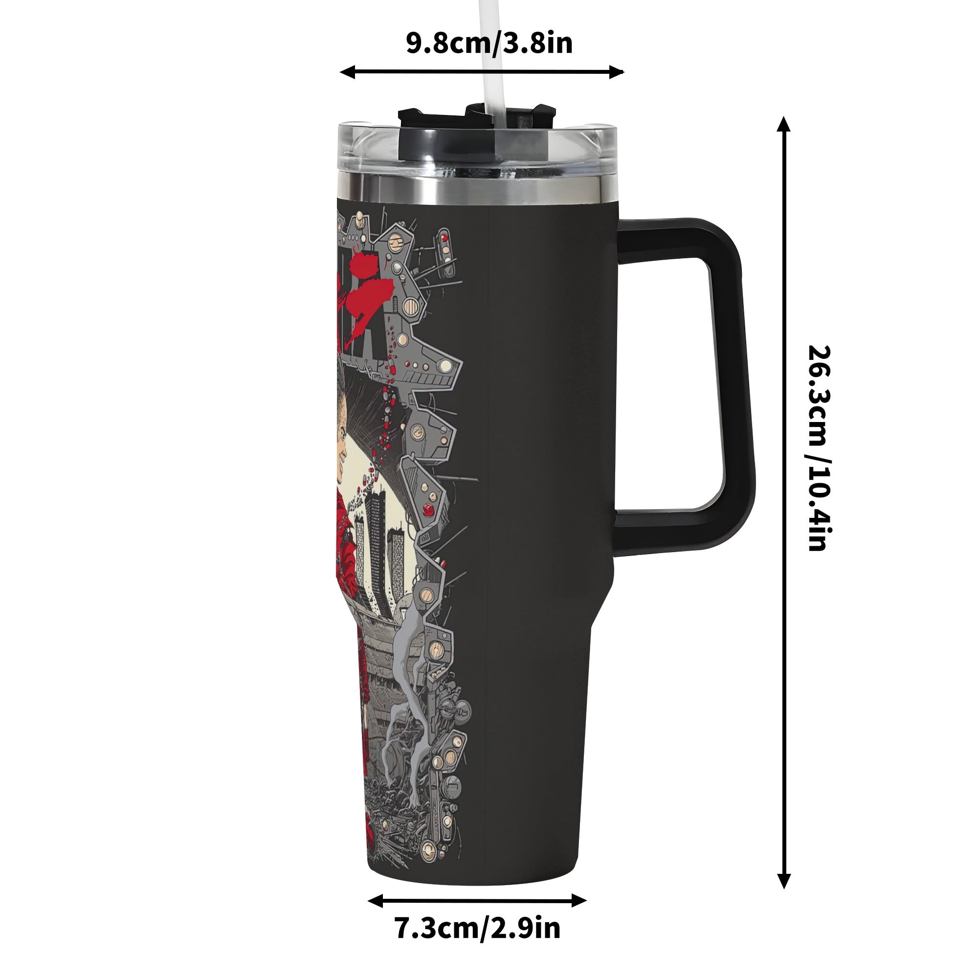 Akira 40oz Stainless Steel Tumbler Gift With Black Handle and Straw