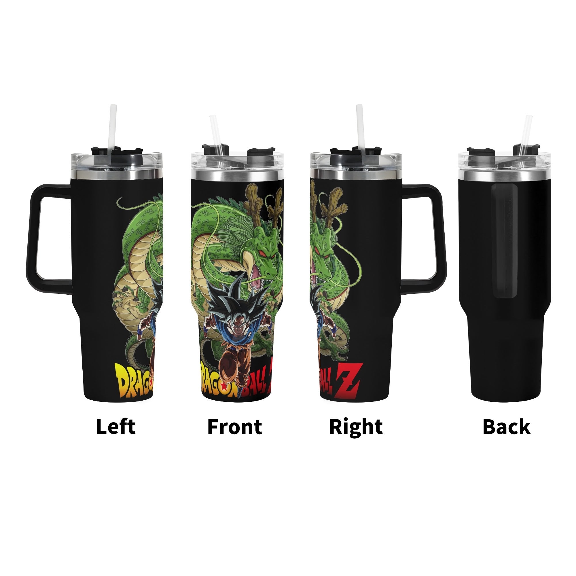 Goku Dragonall Z 40oz Stainless Steel Tumbler Gift With Black Handle and Straw