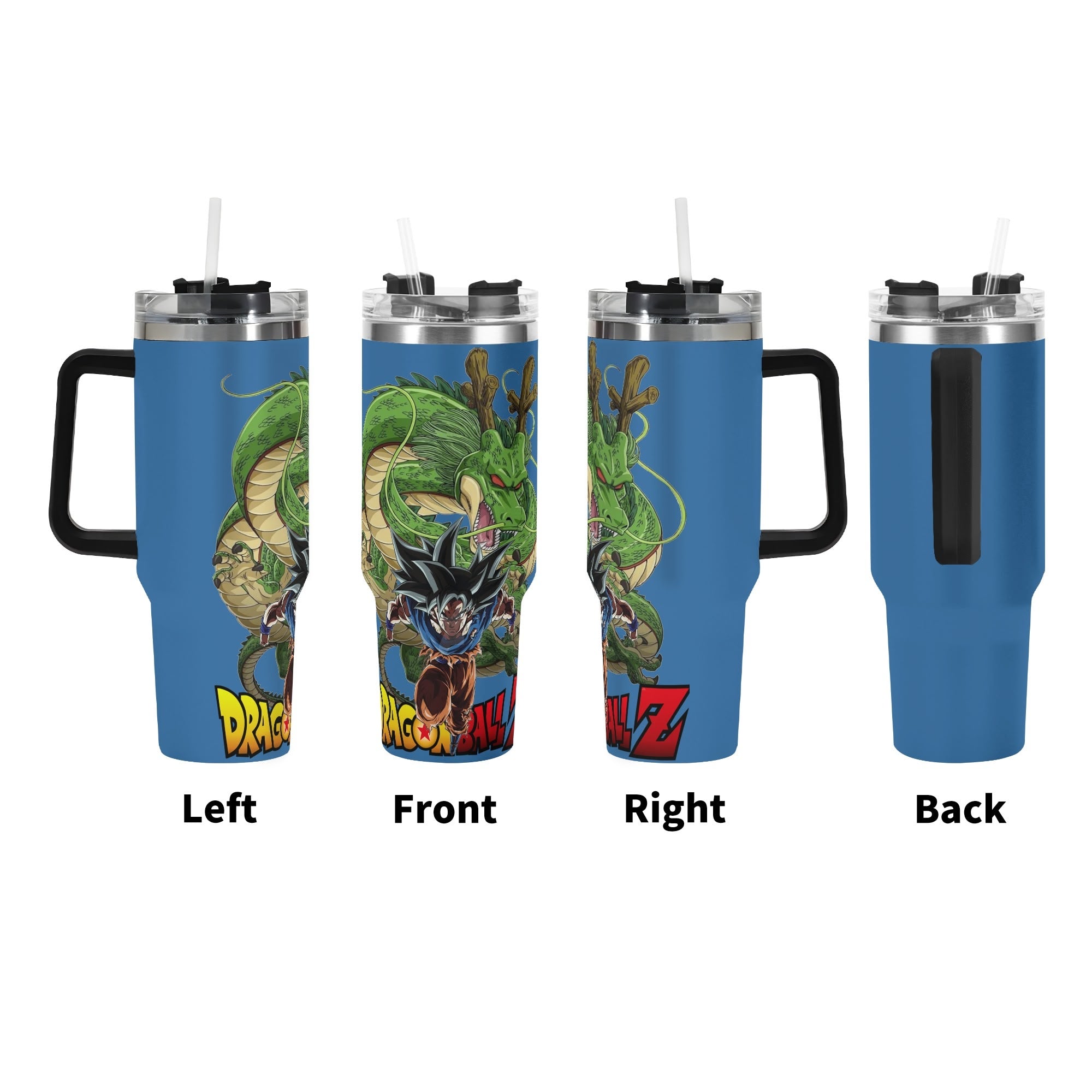 Goku Dragonball Z 40oz Stainless Steel Tumbler Gift With Black Handle and Straw