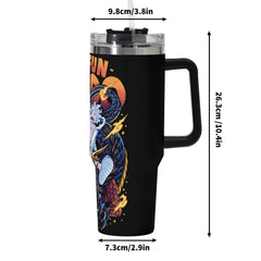 Sun God Luffy One Piece 40oz Stainless Steel Tumbler Gift With Black Handle and Straw