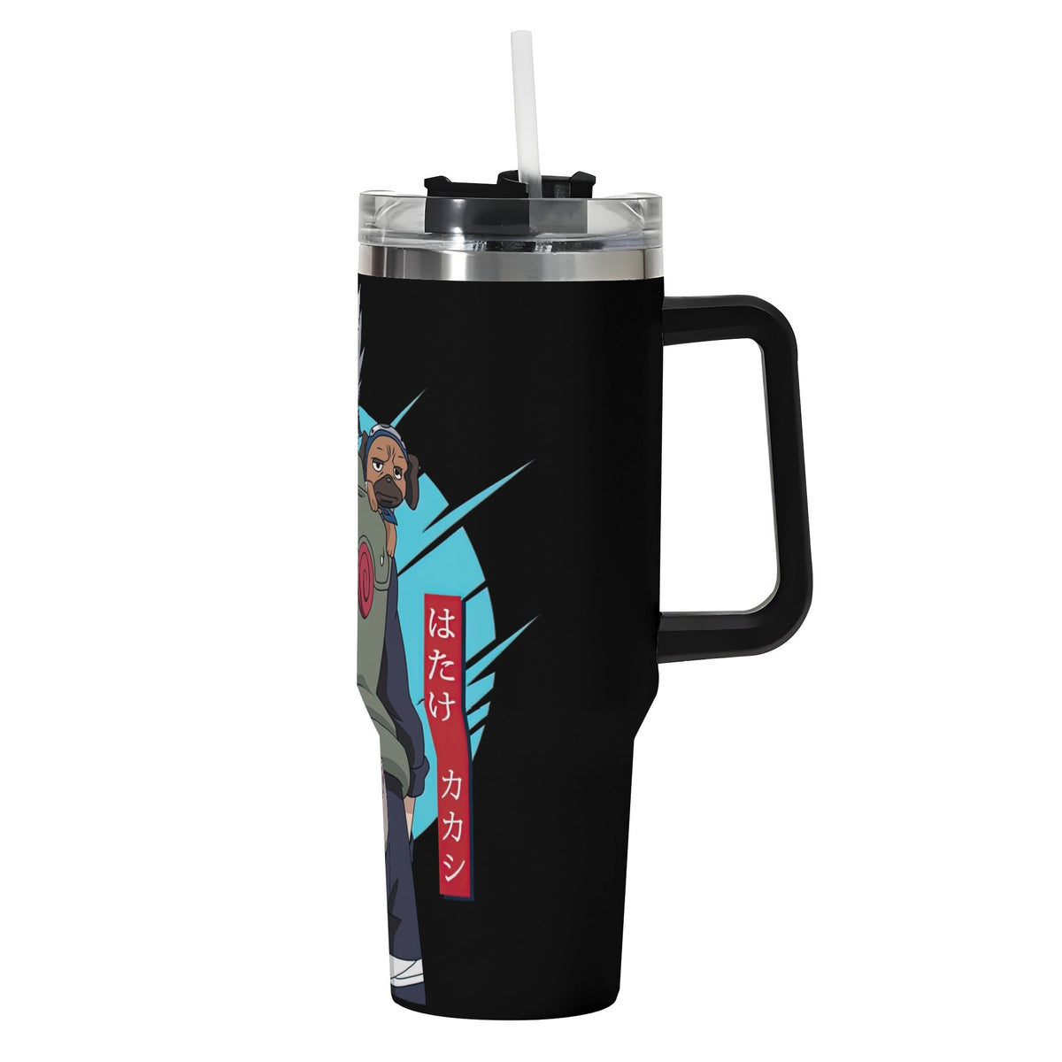 Kakashi Naruto 40oz Stainless Steel Tumbler Gift With Black Handle and Straw