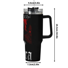 Kira Death Note 40oz Stainless Steel Tumbler Gift With Black Handle and Straw