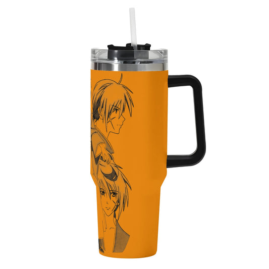 Kenshin 40oz Stainless Steel Tumbler Gift With Black Handle and Straw