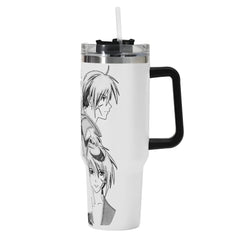 kenshin 40oz Stainless Steel Tumbler Gift With Black Handle and Straw