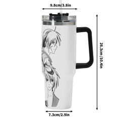 kenshin 40oz Stainless Steel Tumbler Gift With Black Handle and Straw