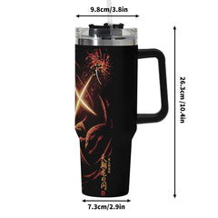 Kenshin 40oz Stainless Steel Tumbler Gift With Black Handle and Straw