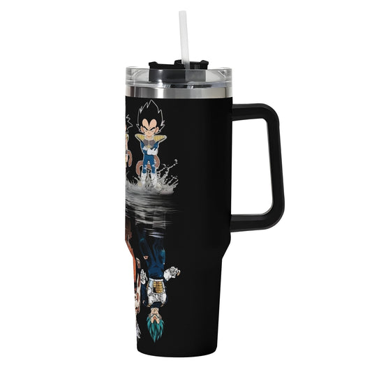 Saiyans Dragonball Z 40oz Stainless Steel Tumbler Gift With Black Handle and Straw