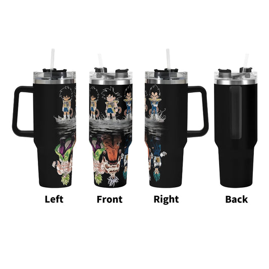 Saiyans Dragonball Z 40oz Stainless Steel Tumbler Gift With Black Handle and Straw