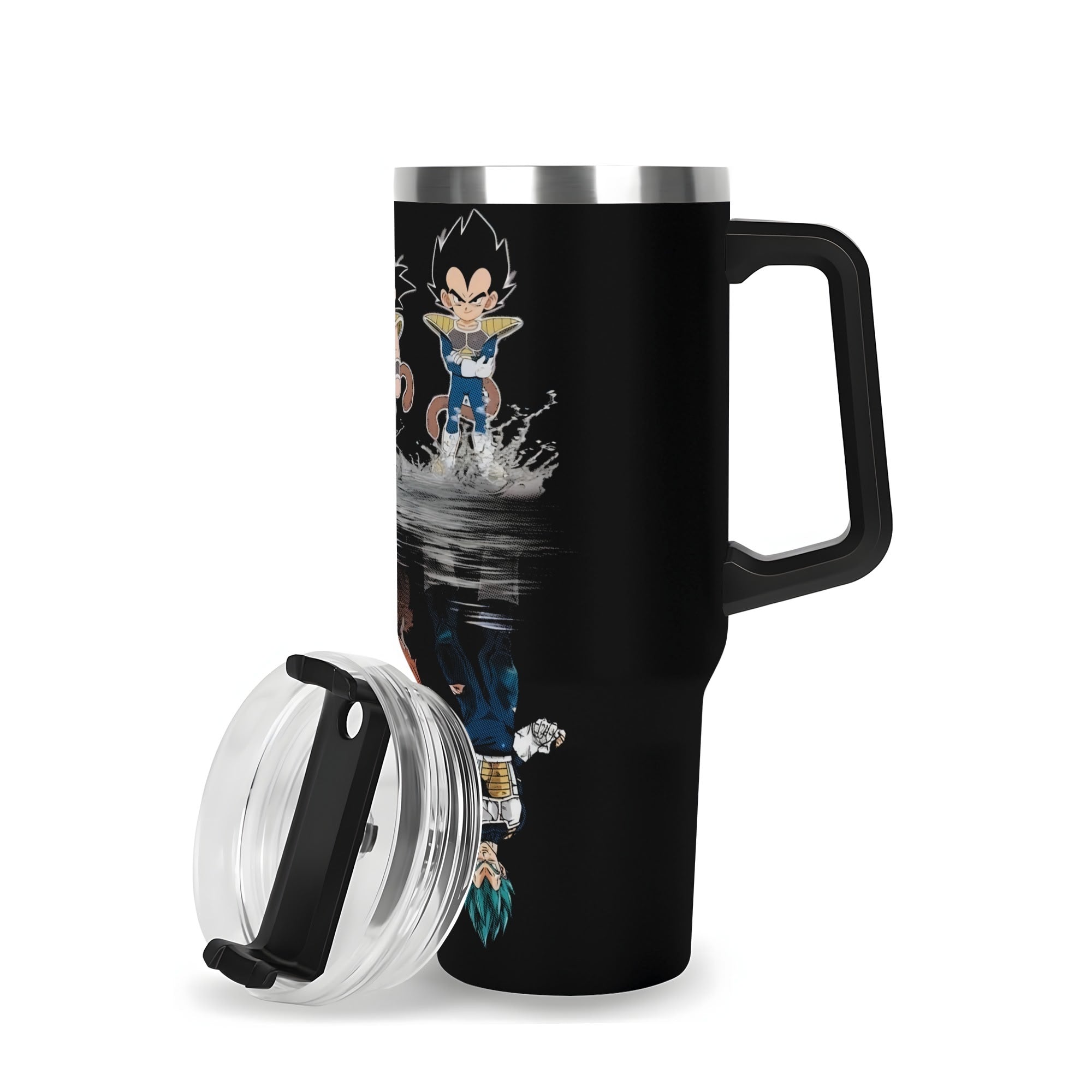 Saiyans Dragonball Z 40oz Stainless Steel Tumbler Gift With Black Handle and Straw