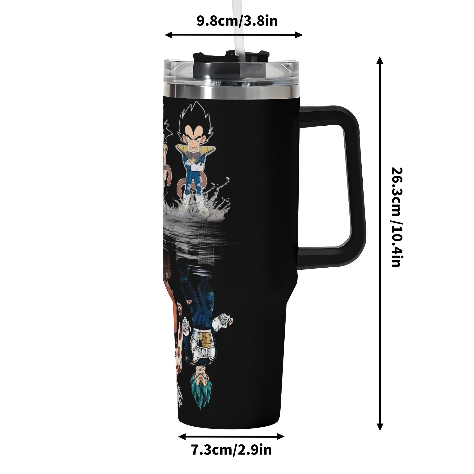 Saiyans Dragonball Z 40oz Stainless Steel Tumbler Gift With Black Handle and Straw