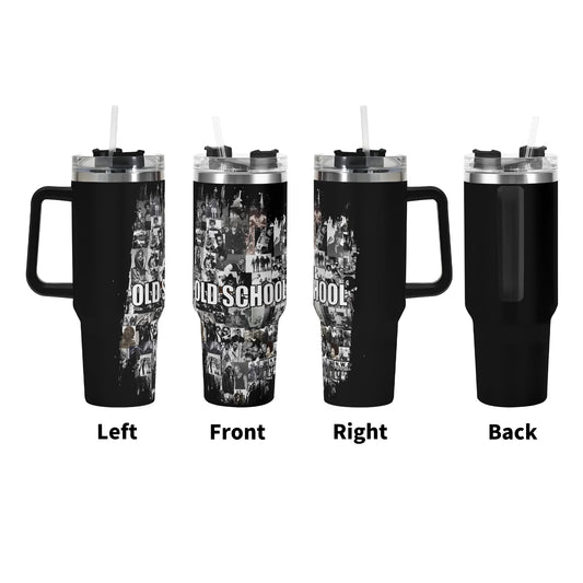 Hip Hop 40oz Stainless Steel Tumbler Gift With Black Handle and Straw