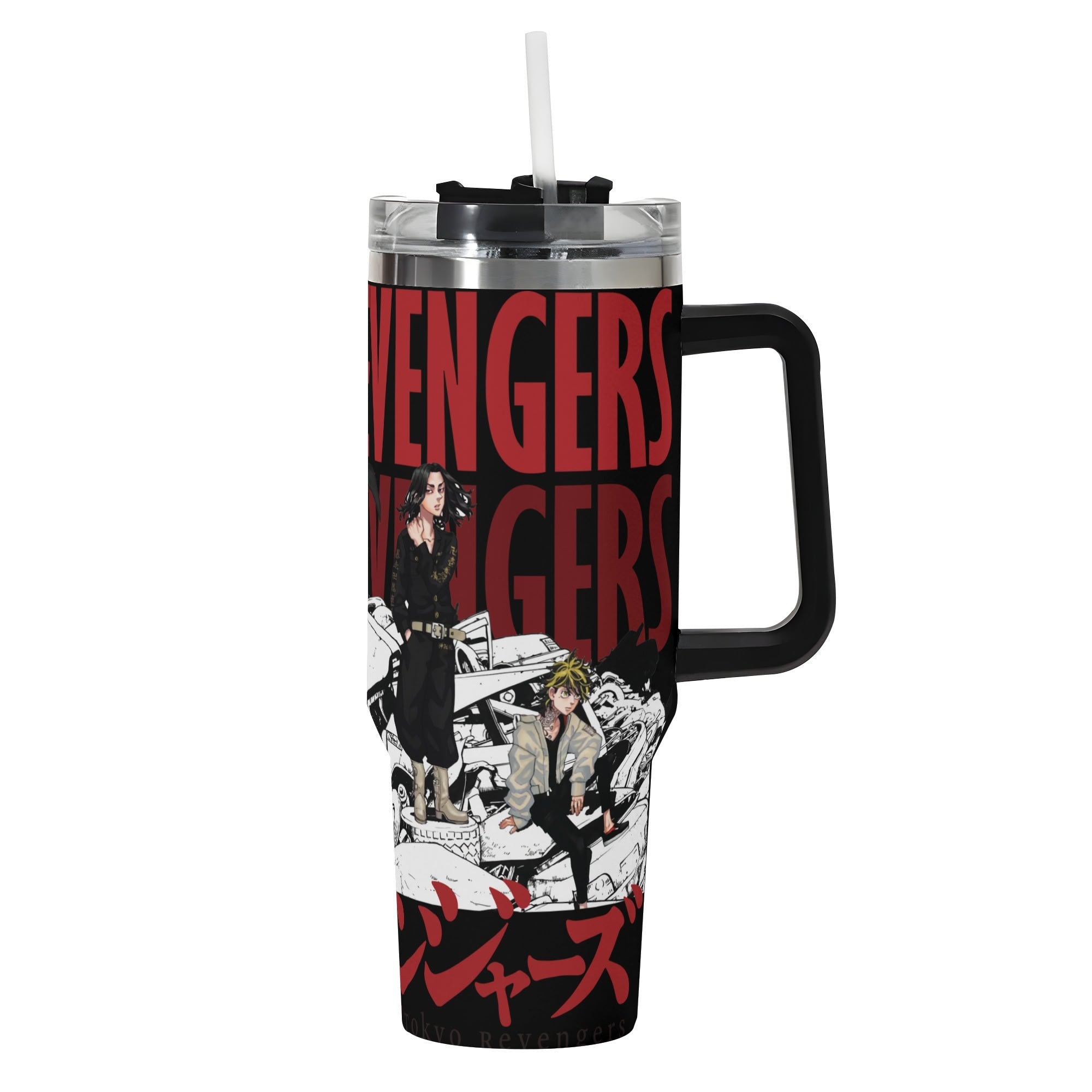 Tokyo Revengers 40oz Stainless Steel Tumbler Gift With Black Handle and Straw