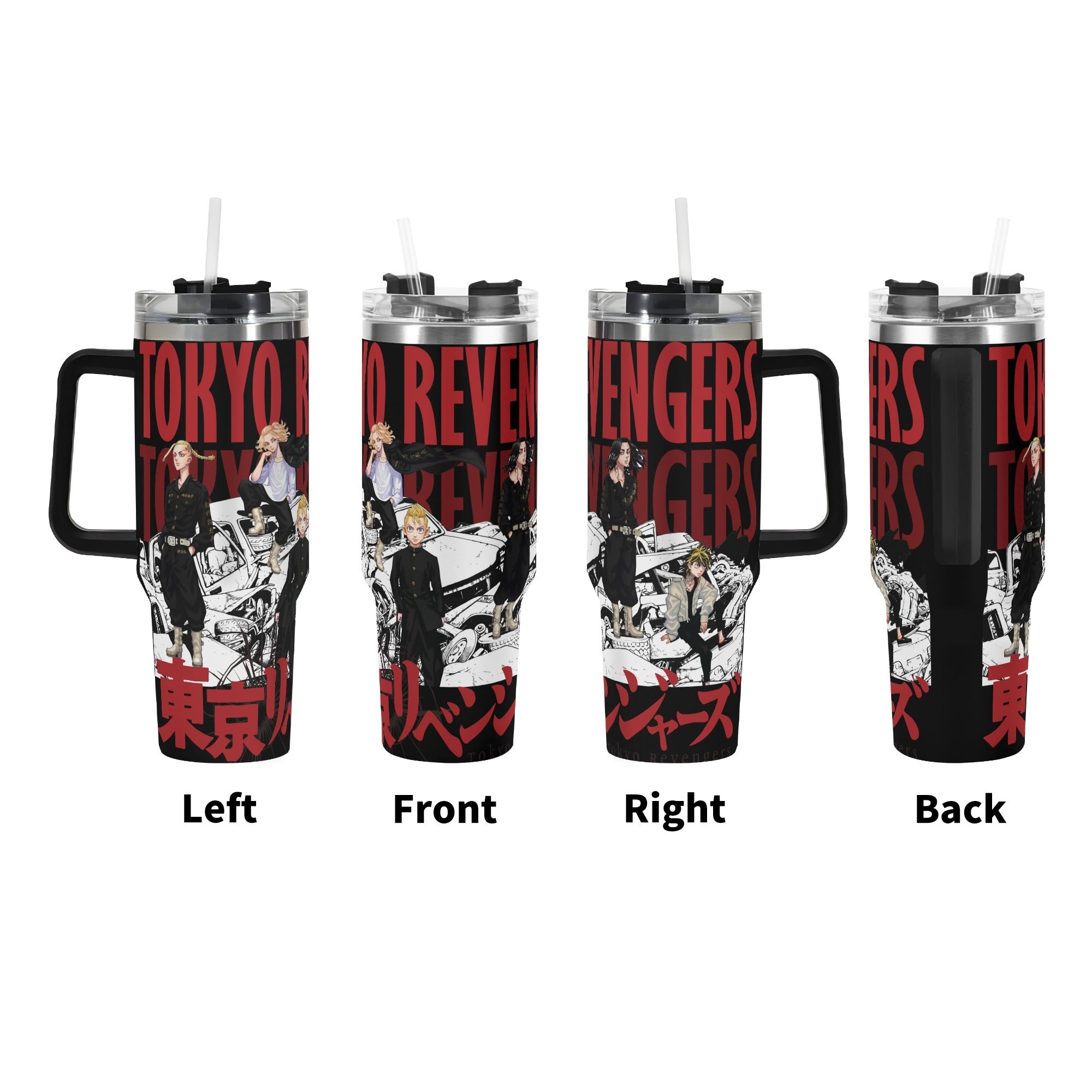 Tokyo Revengers 40oz Stainless Steel Tumbler Gift With Black Handle and Straw