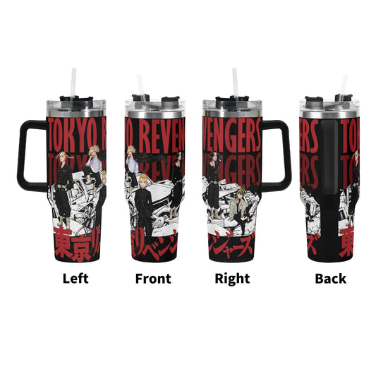 Tokyo Revengers 40oz Stainless Steel Tumbler Gift With Black Handle and Straw