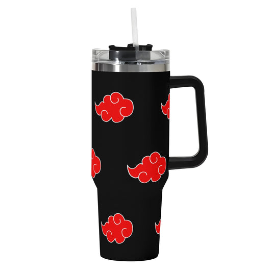 Akatsuki Clouds 40oz Stainless Steel Tumbler Gift With Black Handle and Straw