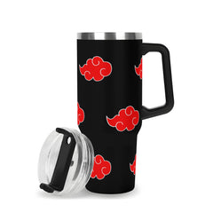 Akatsuki Clouds 40oz Stainless Steel Tumbler Gift With Black Handle and Straw