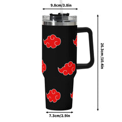 Akatsuki Clouds 40oz Stainless Steel Tumbler Gift With Black Handle and Straw