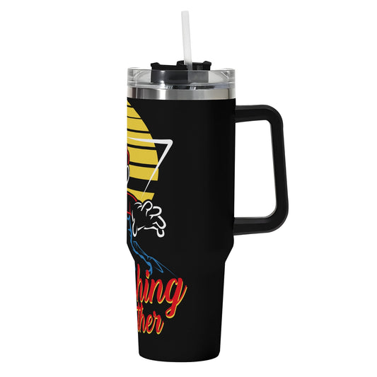 Mario 40oz Stainless Steel Tumbler Gift With Black Handle and Straw