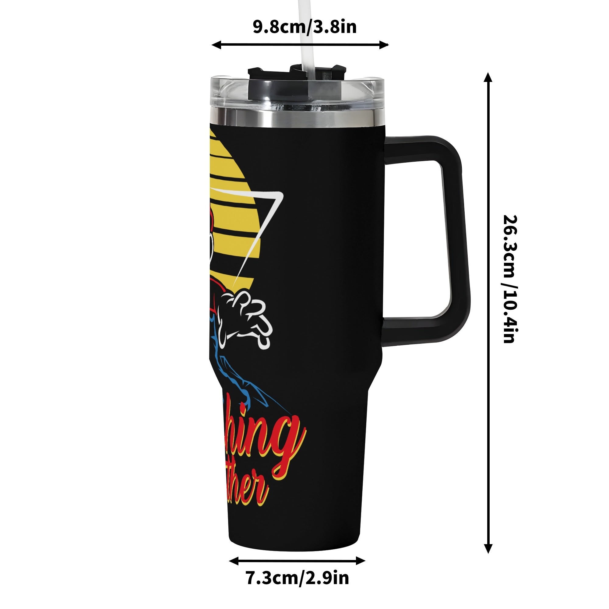 Mario 40oz Stainless Steel Tumbler Gift With Black Handle and Straw