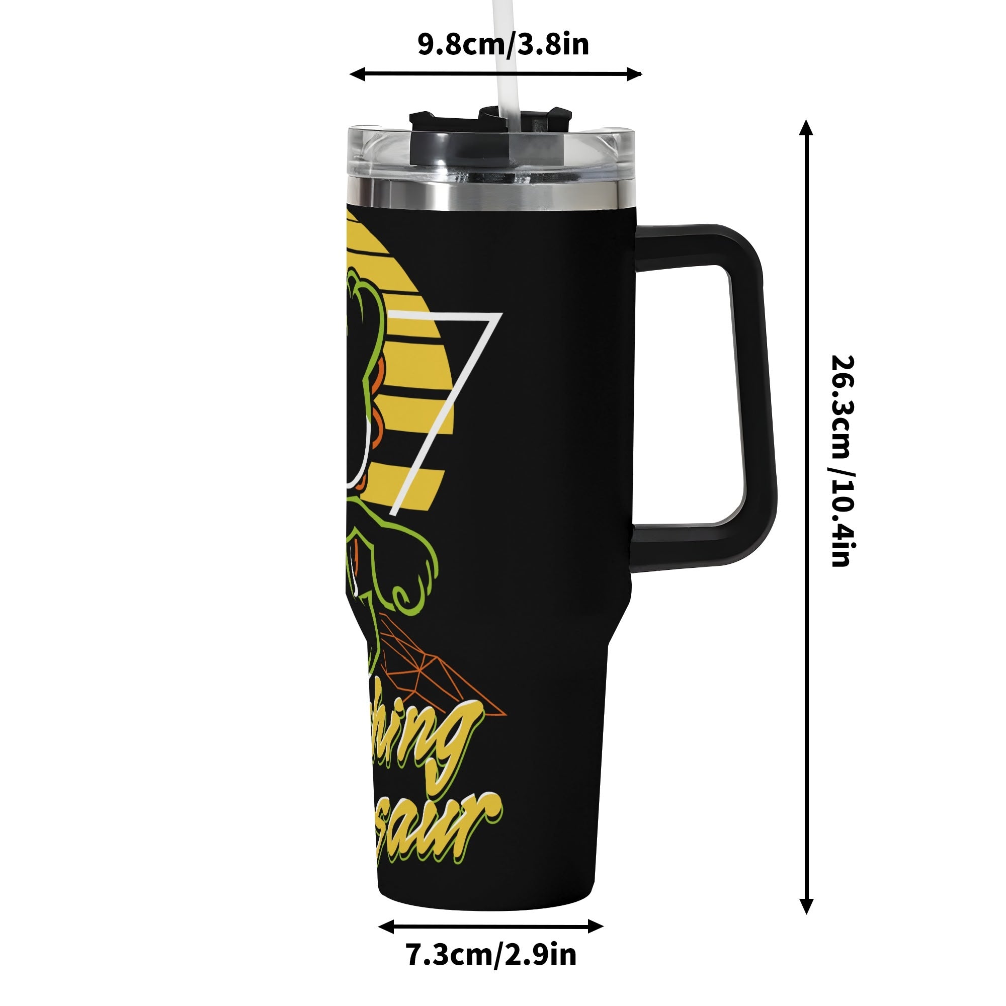 Yoshi 40oz Stainless Steel Tumbler Gift With Black Handle and Straw