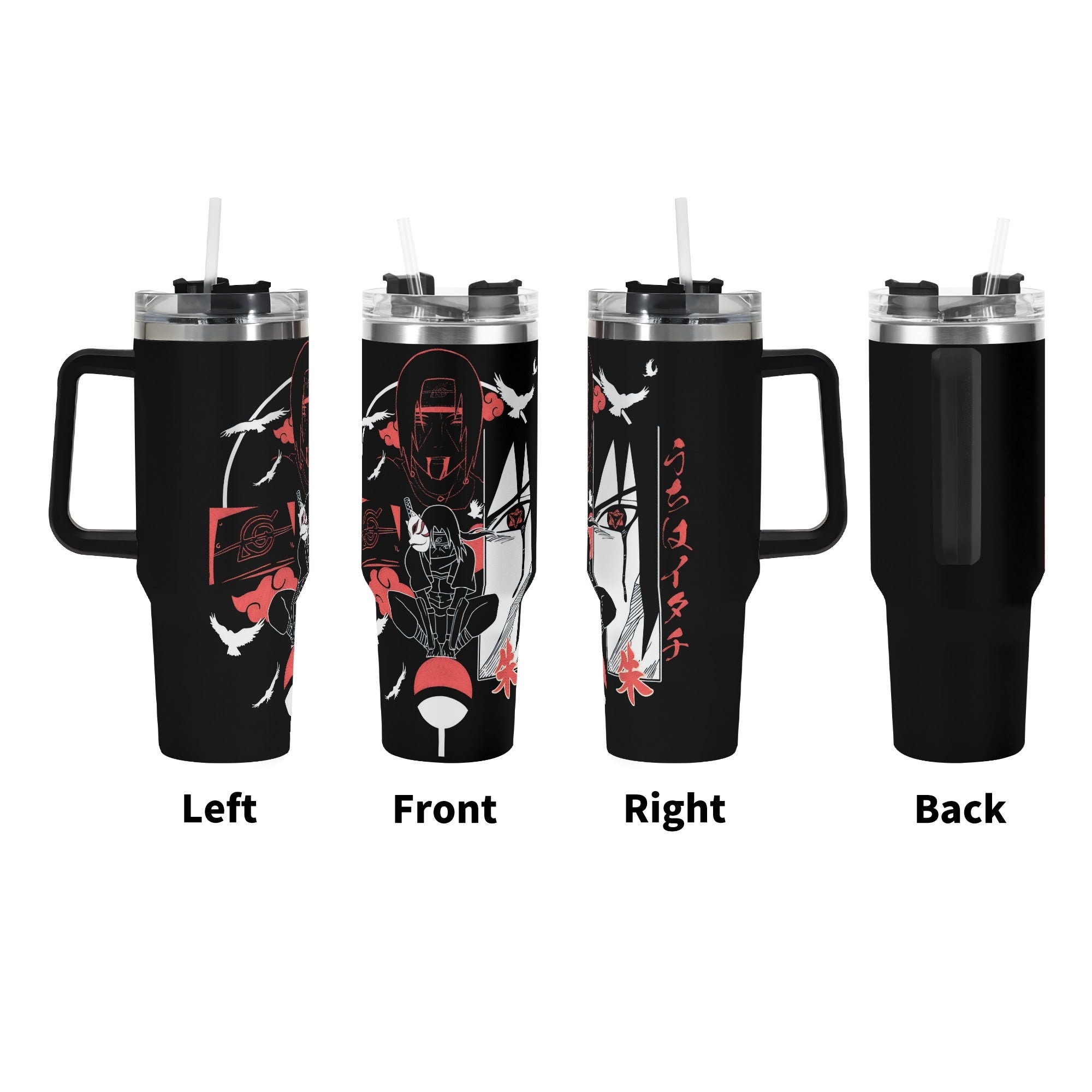 Uchiha Itachi 40oz Stainless Steel Tumbler Gift With Black Handle and Straw