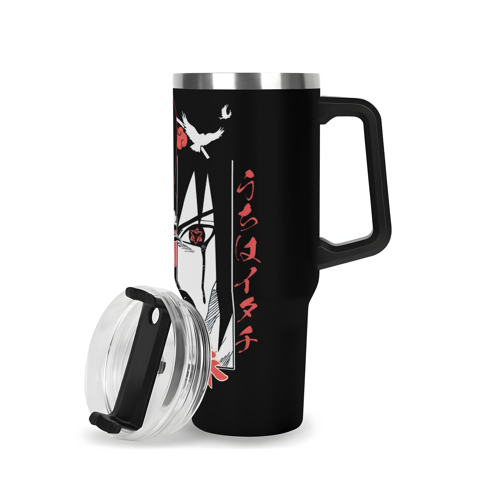 Uchiha Itachi 40oz Stainless Steel Tumbler Gift With Black Handle and Straw