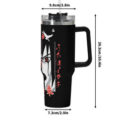 Uchiha Itachi 40oz Stainless Steel Tumbler Gift With Black Handle and Straw