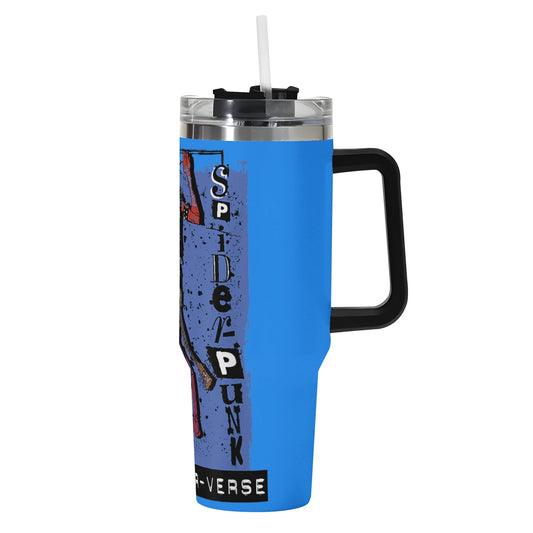 Spidet Punk 40oz Stainless Steel Tumbler Gift With Black Handle and Straw