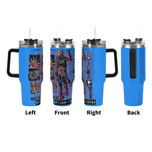 Spidet Punk 40oz Stainless Steel Tumbler Gift With Black Handle and Straw