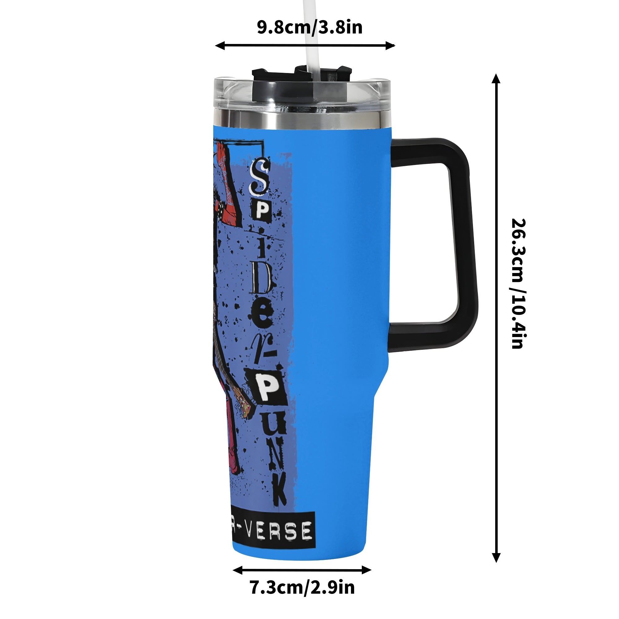 Spidet Punk 40oz Stainless Steel Tumbler Gift With Black Handle and Straw