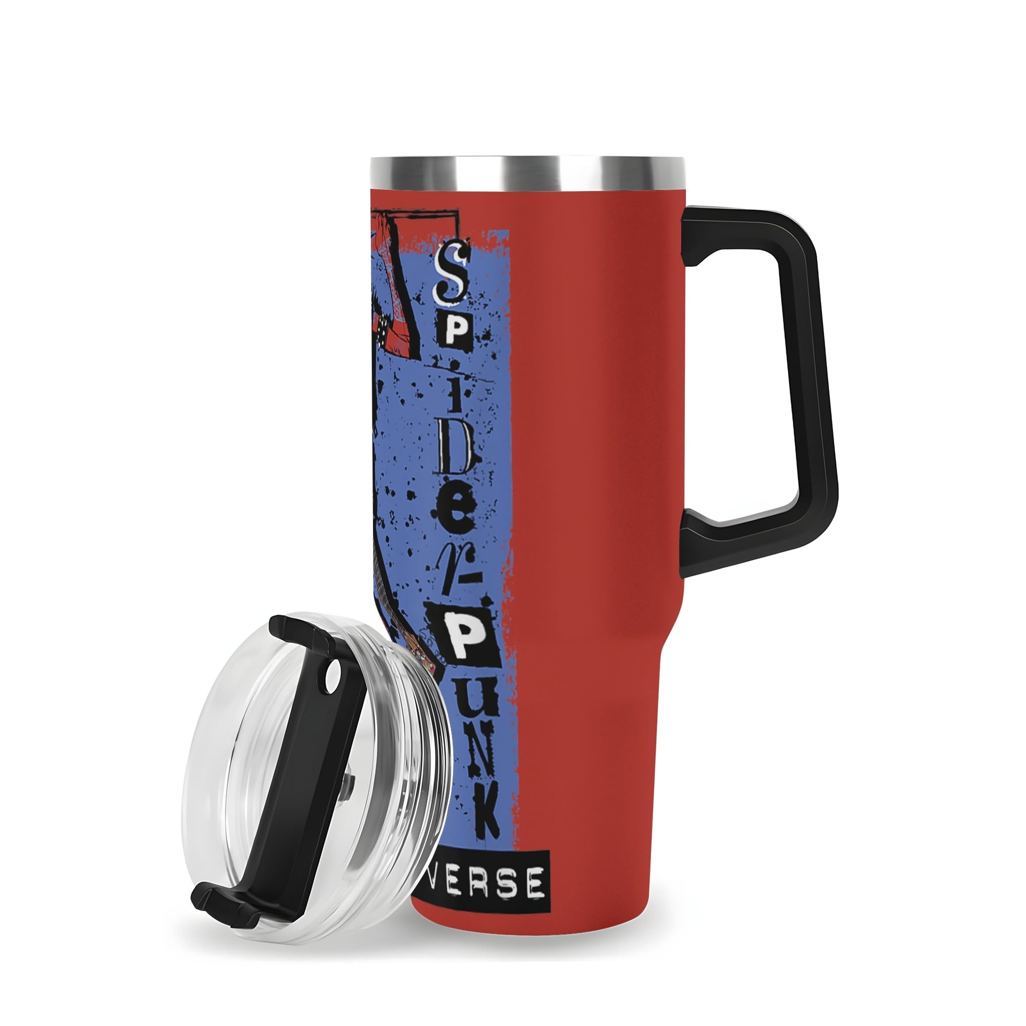 Spider Punk 40oz Stainless Steel Tumbler Gift With Black Handle and Straw